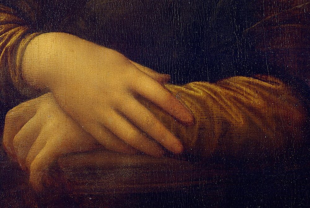 Detail of the Mona Lisa's folded hands